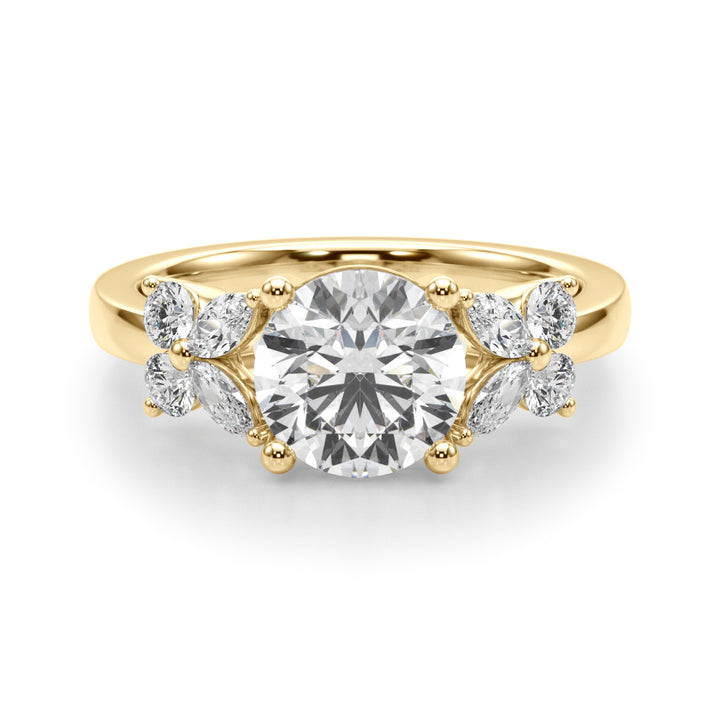 1.00CT 14K Round Cut Butterfly Cluster Ring