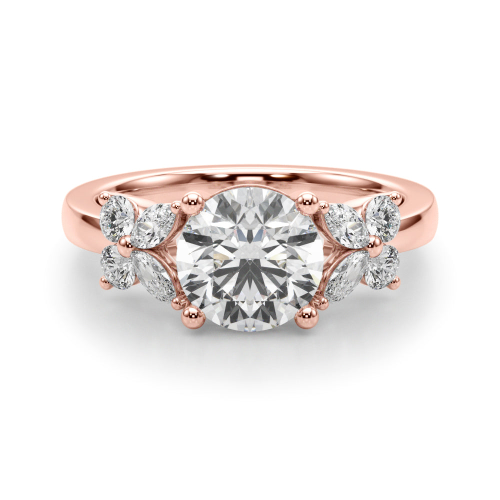 1.00CT 14K Round Cut Butterfly Cluster Ring