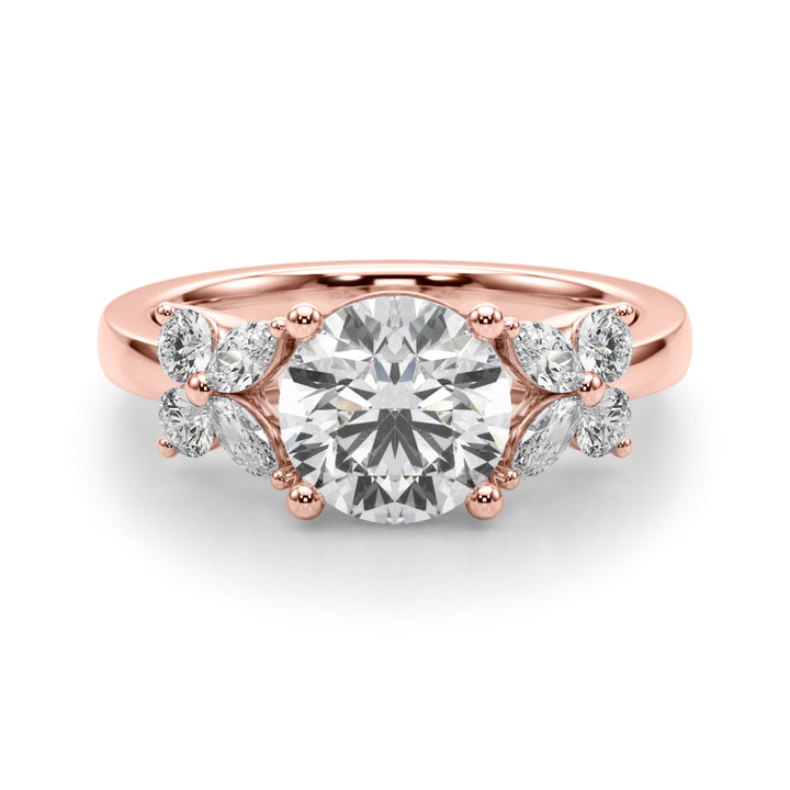 1.00CT 14K Round Cut Butterfly Cluster Ring