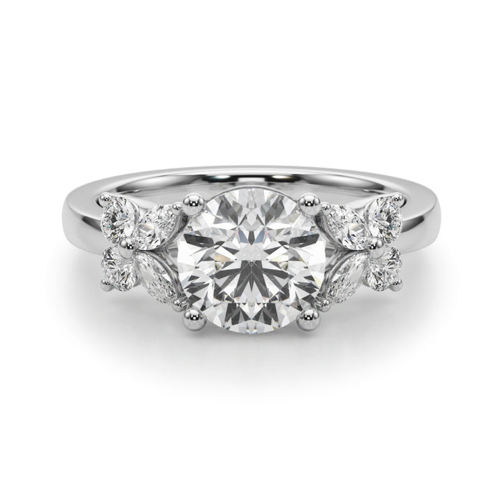 1.00CT 14K Round Cut Butterfly Cluster Ring