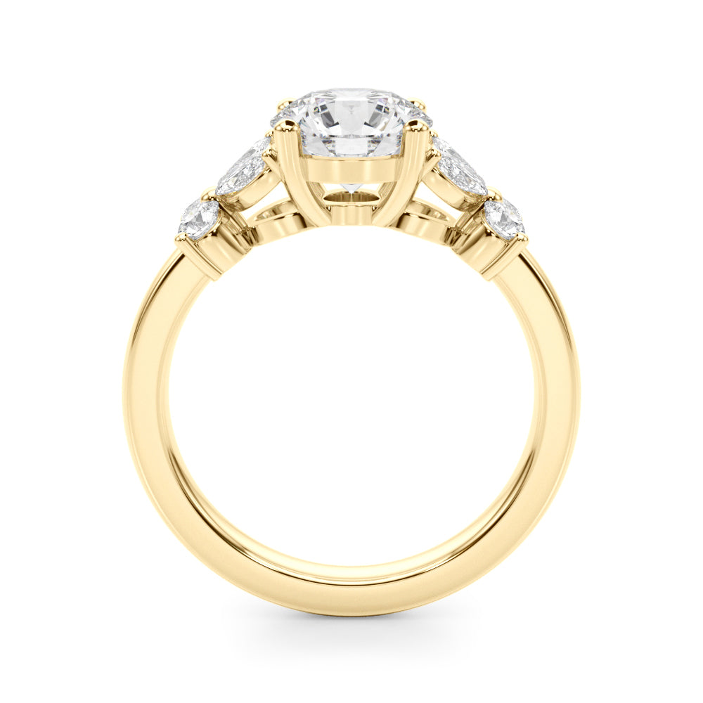 1.00CT 14K Round Cut Butterfly Cluster Ring