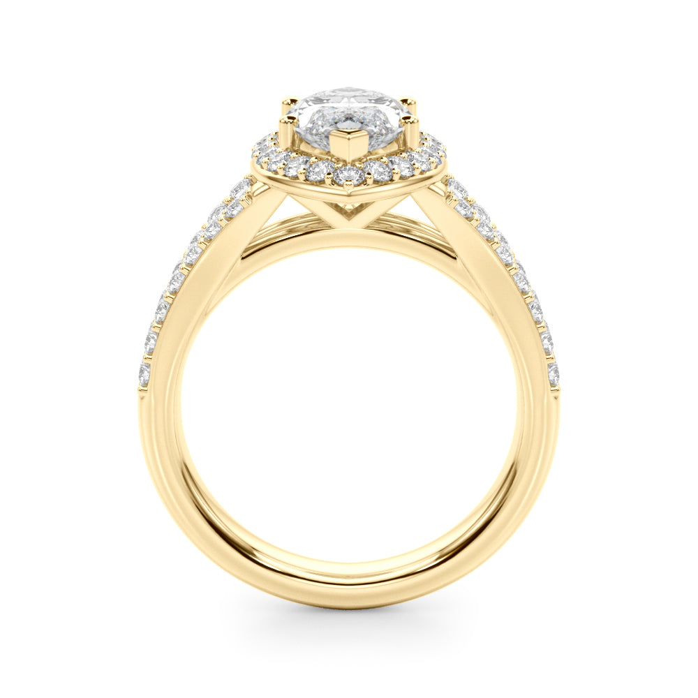 1.00CT 14K  Marquise Cut Diamond Halo With a Split Shank Design - View 5