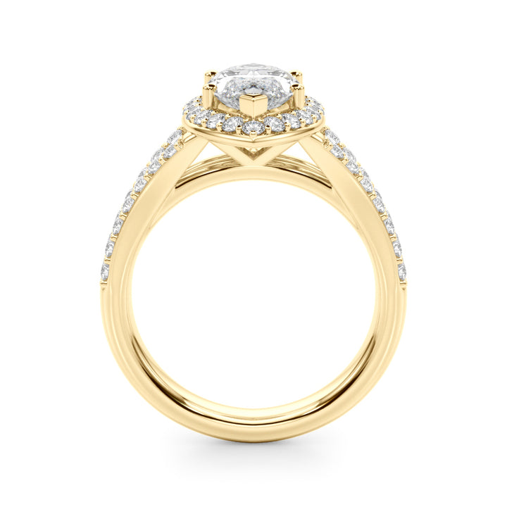 1.00CT 14K  Marquise Cut Diamond Halo With a Split Shank Design - View 5