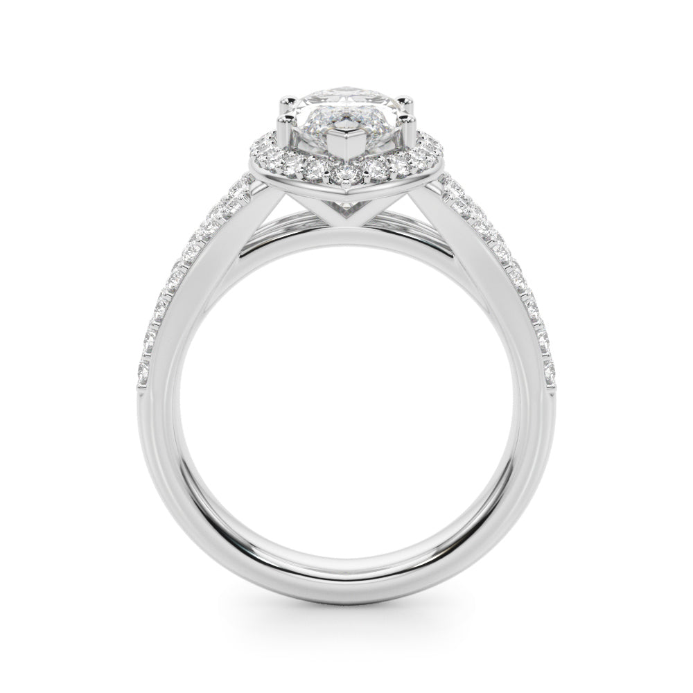 1.00CT 14K  Marquise Cut Diamond Halo With a Split Shank Design - View 1