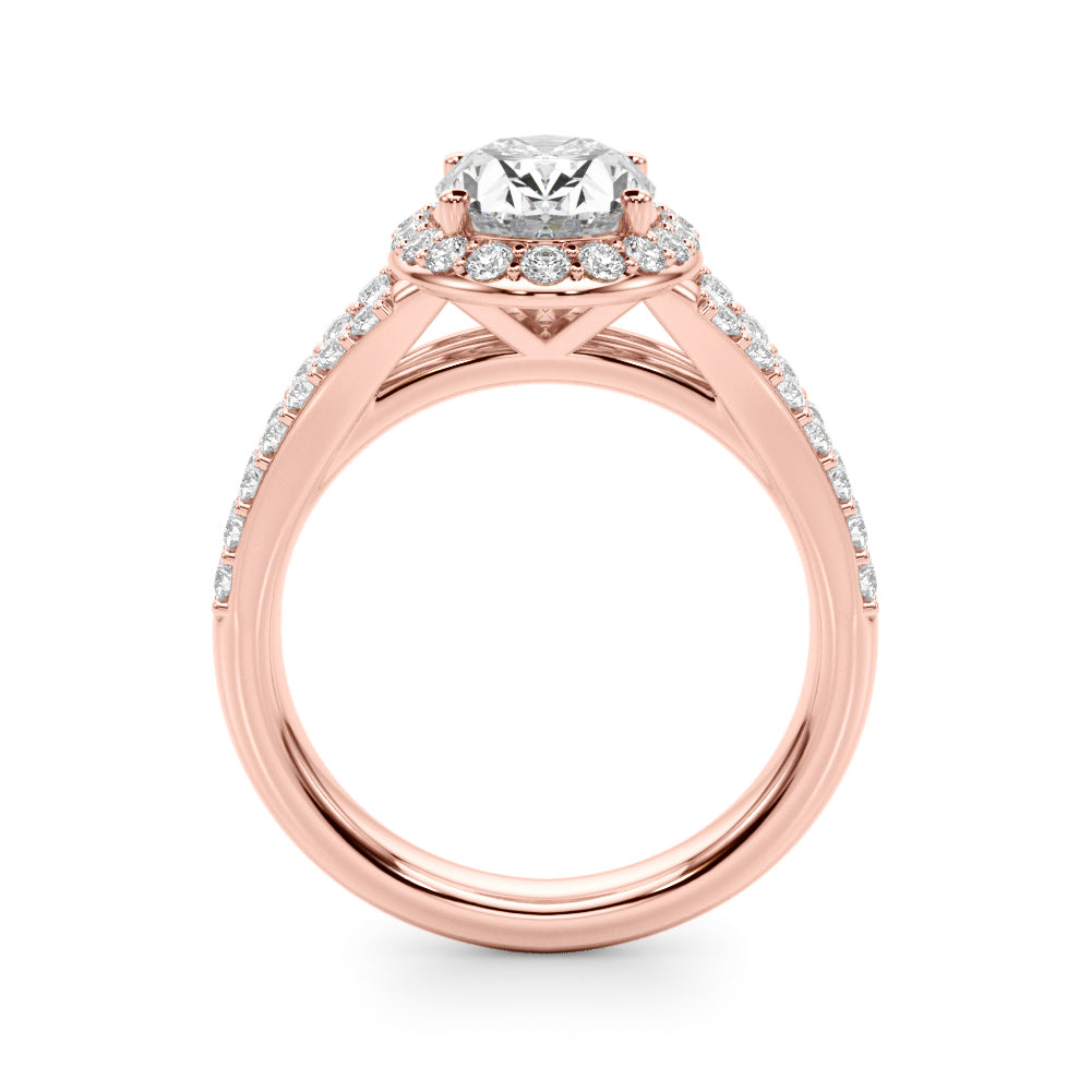 1.00CT 14K  Oval Cut Diamond Halo With a Split Shank Design - View 5