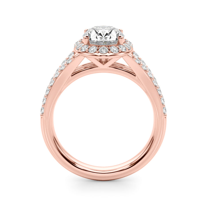 1.00CT 14K  Oval Cut Diamond Halo With a Split Shank Design - View 5