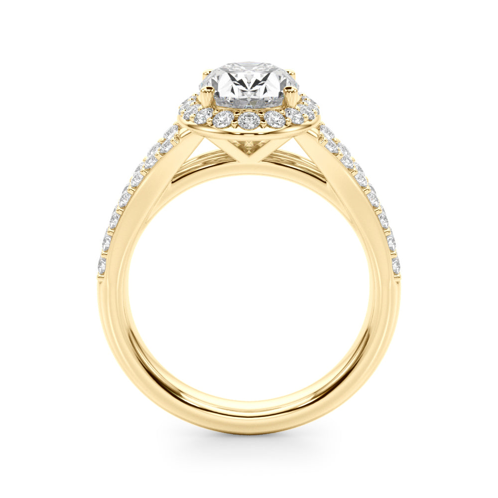 1.00CT 14K  Oval Cut Diamond Halo With a Split Shank Design - View 3