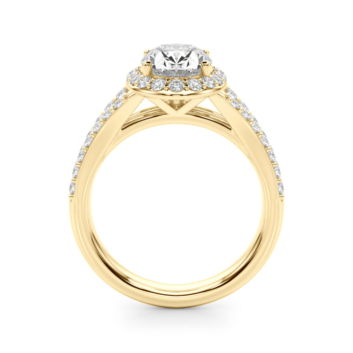 1.00CT 14K  Oval Cut Diamond Halo With a Split Shank Design - View 3