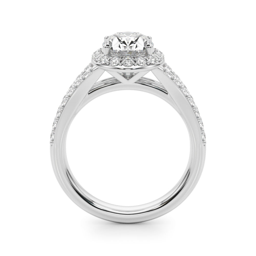 1.00CT 14K  Oval Cut Diamond Halo With a Split Shank Design - View 1