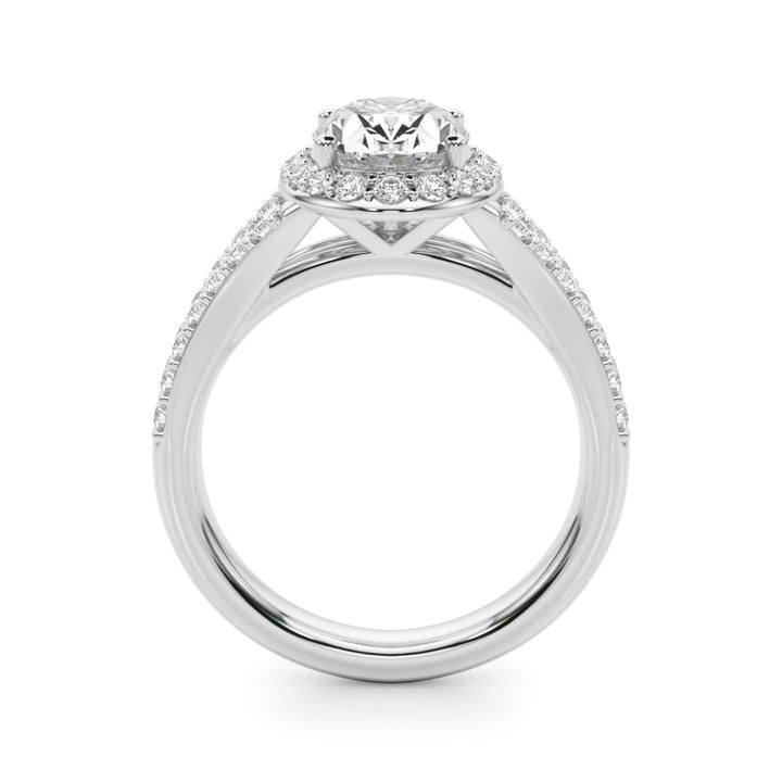 1.00CT 14K  Oval Cut Diamond Halo With a Split Shank Design - View 1