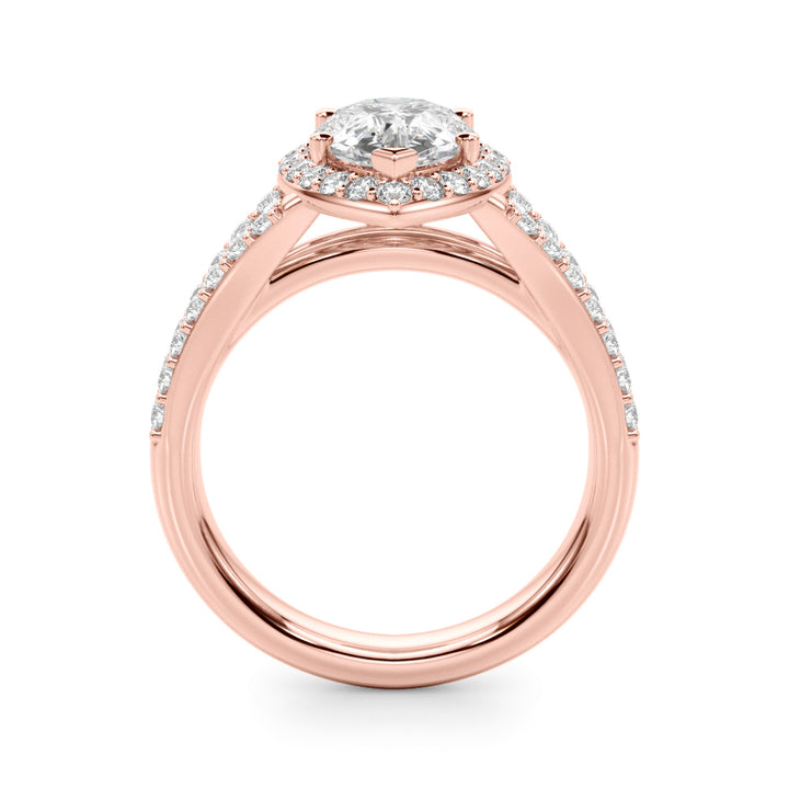 1.00CT 14K  Pear Shape Diamond Halo With a Split Shank Design - View 5