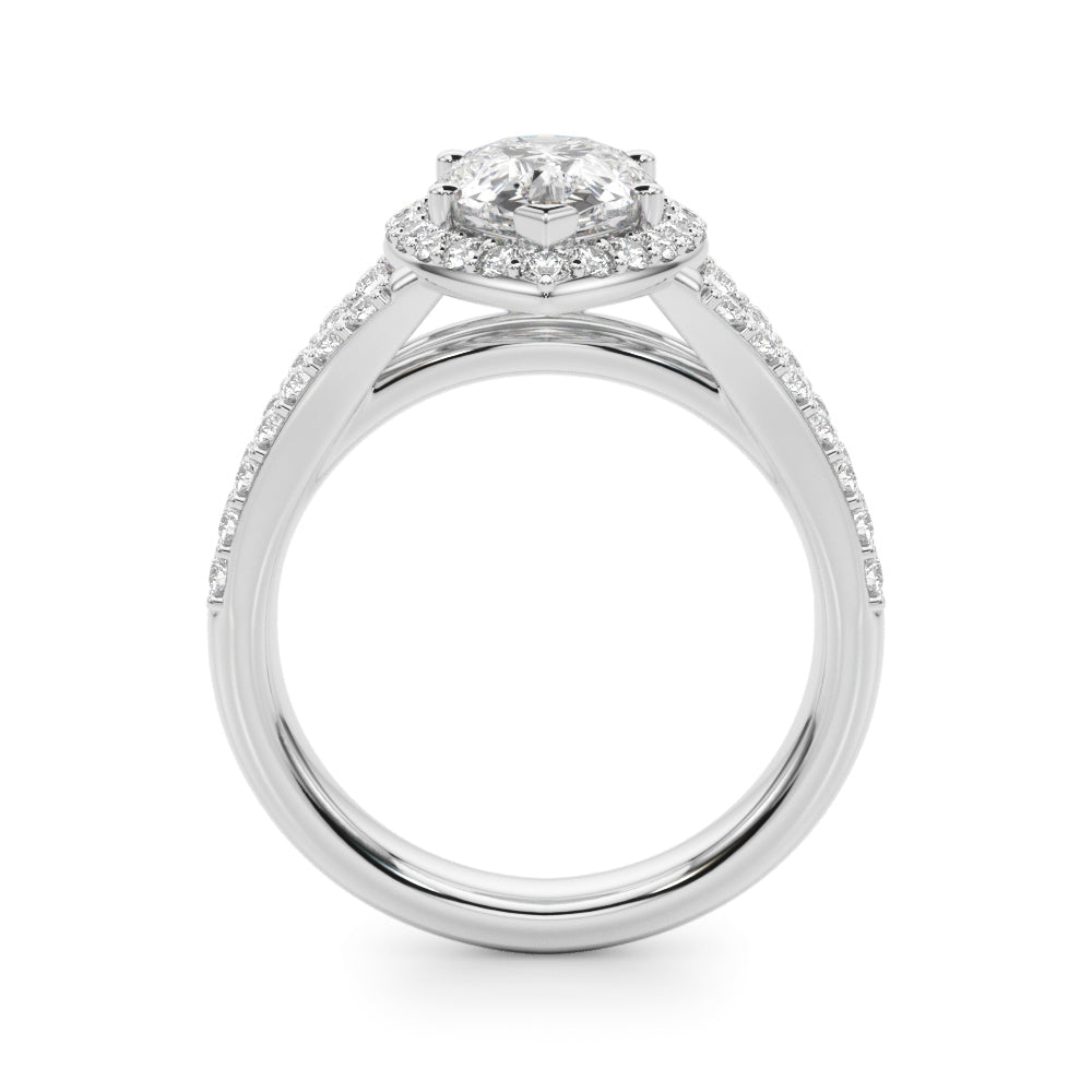 1.00CT 14K  Pear Shape Diamond Halo With a Split Shank Design - View 1