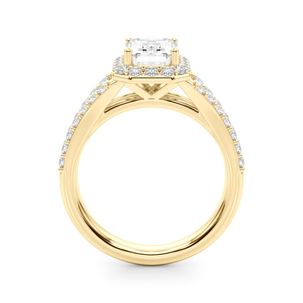 1.00CT 14K  Emerald Cut Halo With a Split Shank Design - View 5