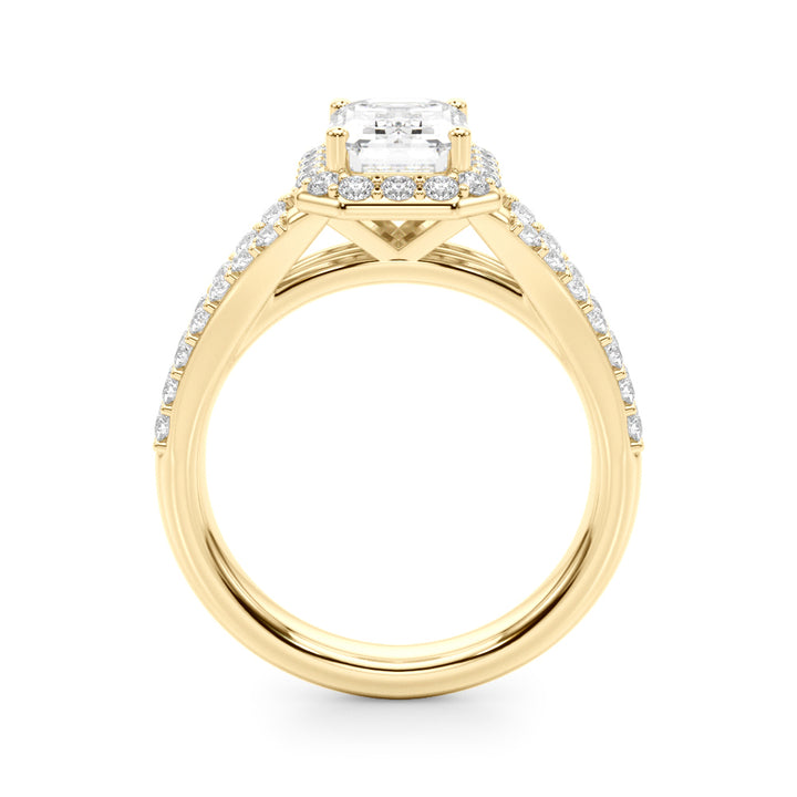 1.00CT 14K  Emerald Cut Halo With a Split Shank Design - View 5