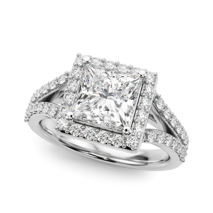 1.00CT 14K  Princess Cut Halo With a Split Shank Design