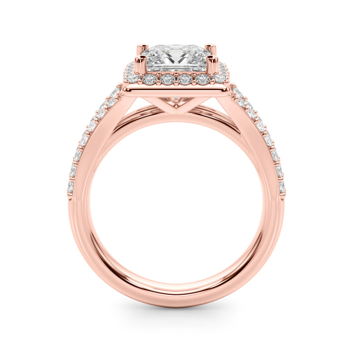 1.00CT 14K  Princess Cut Halo With a Split Shank Design - View 5