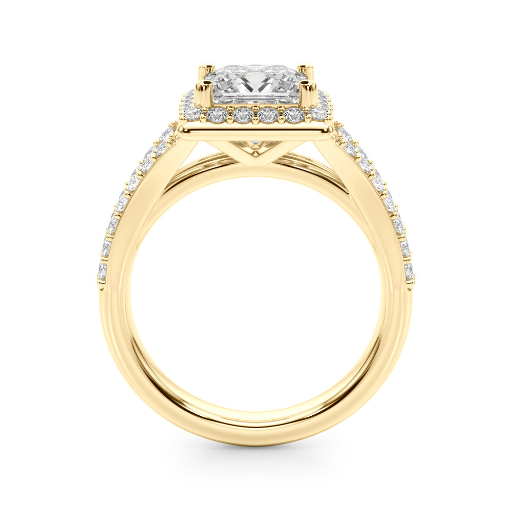 1.00CT 14K  Princess Cut Halo With a Split Shank Design - View 3