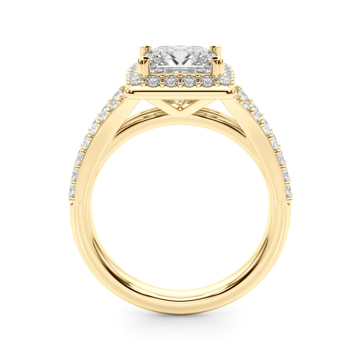 1.00CT 14K  Princess Cut Halo With a Split Shank Design - View 3