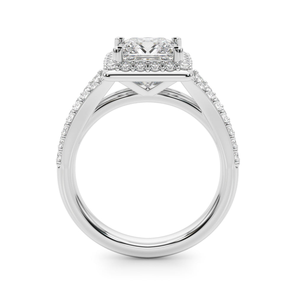 1.00CT 14K  Princess Cut Halo With a Split Shank Design - View 1