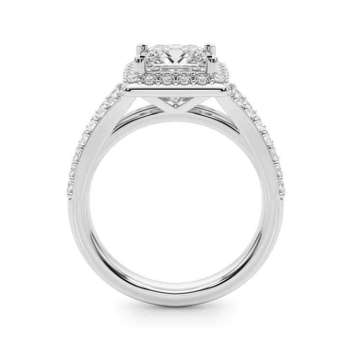 1.00CT 14K  Princess Cut Halo With a Split Shank Design - View 1