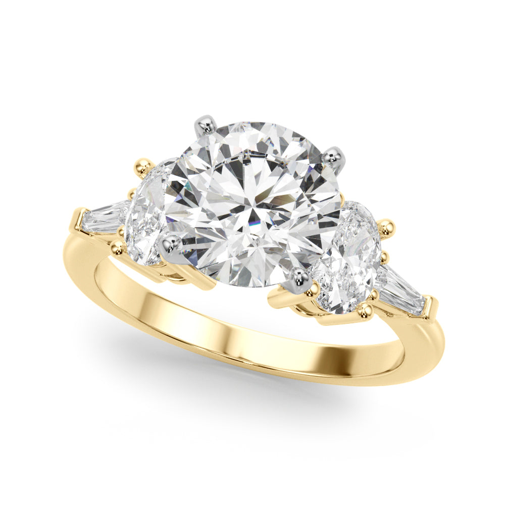2.00CT 14K  Round Brilliant Accented with Oval and Baguette Diamonds