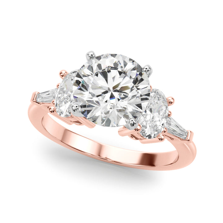 2.00CT 14K  Round Brilliant Accented with Oval and Baguette Diamonds