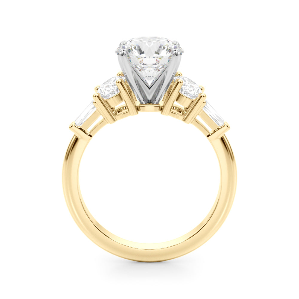 2.00CT 14K  Round Brilliant Accented with Oval and Baguette Diamonds