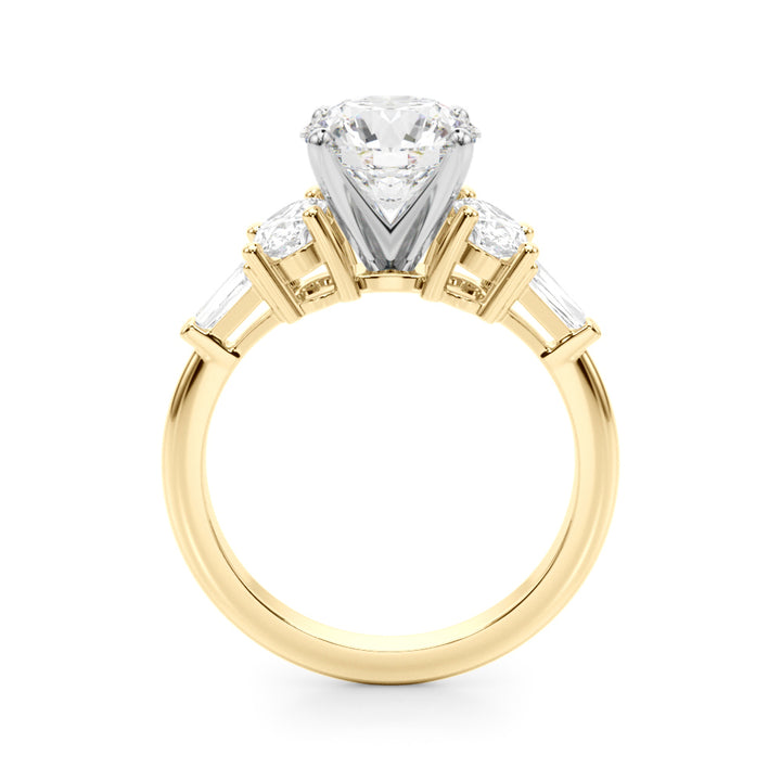 2.00CT 14K  Round Brilliant Accented with Oval and Baguette Diamonds