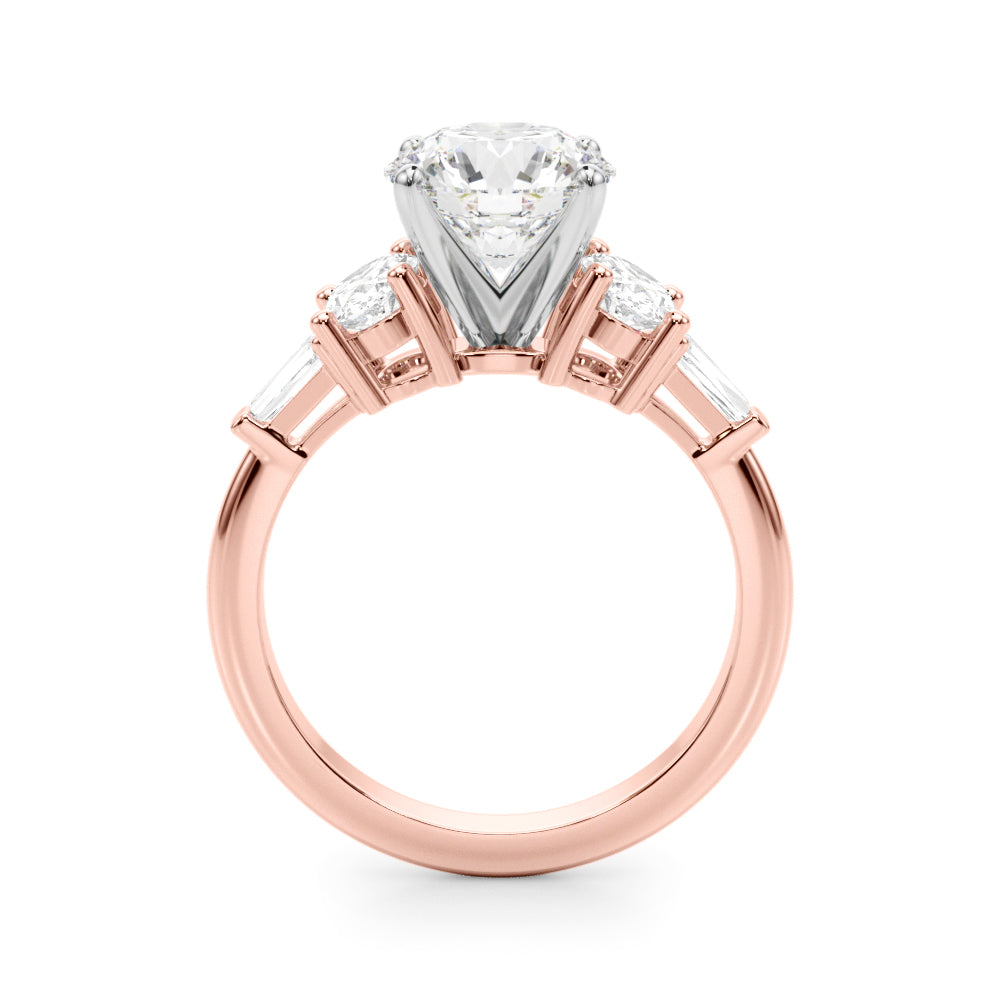 2.00CT 14K  Round Brilliant Accented with Oval and Baguette Diamonds