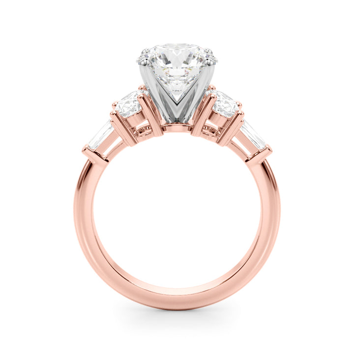 2.00CT 14K  Round Brilliant Accented with Oval and Baguette Diamonds