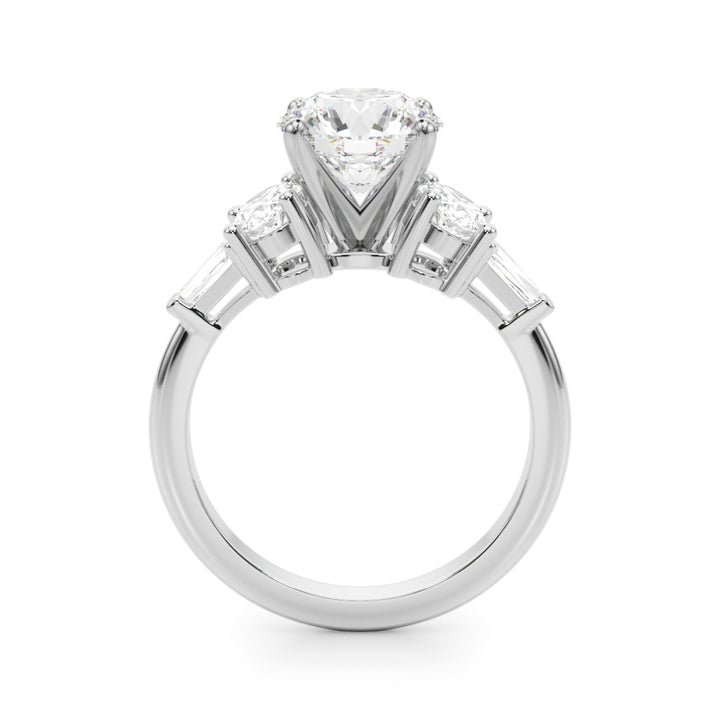 2.00CT 14K  Round Brilliant Accented with Oval and Baguette Diamonds