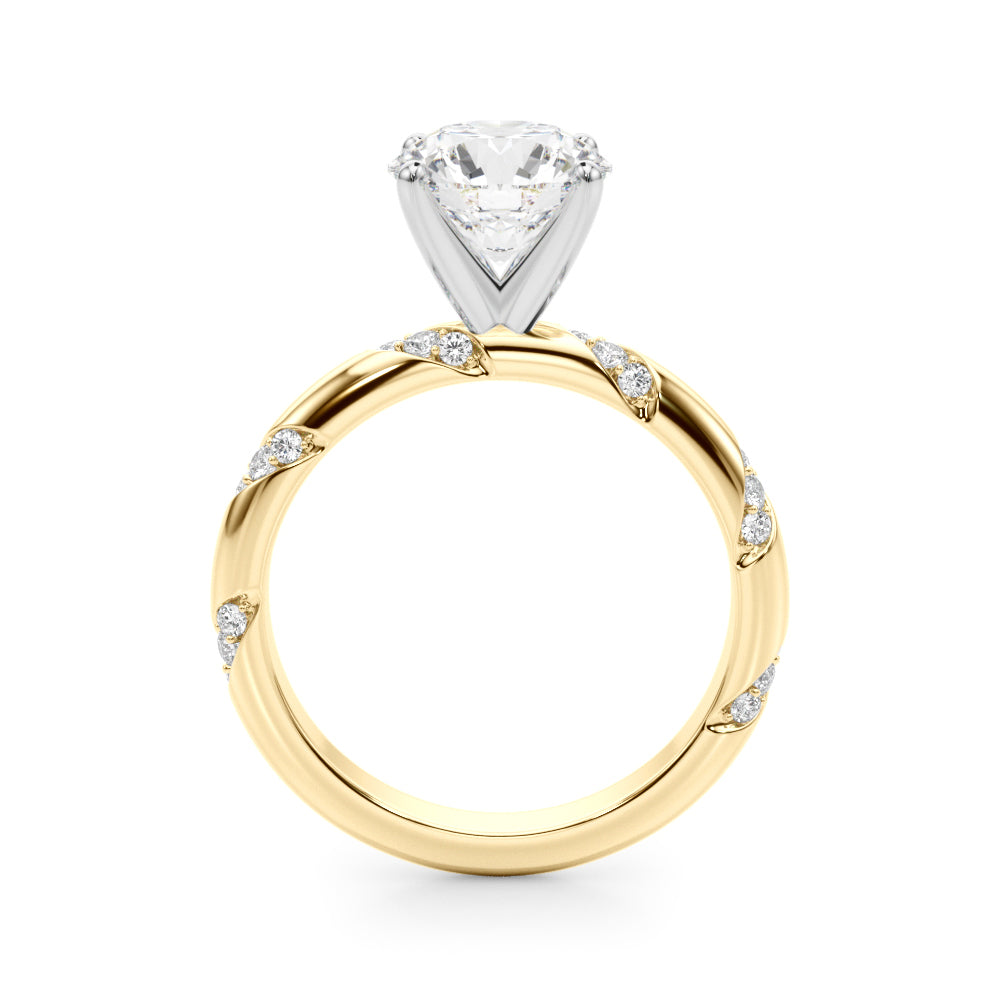 1.00CT 14K  Gold Solitaire with Diamond Accented Shoulders