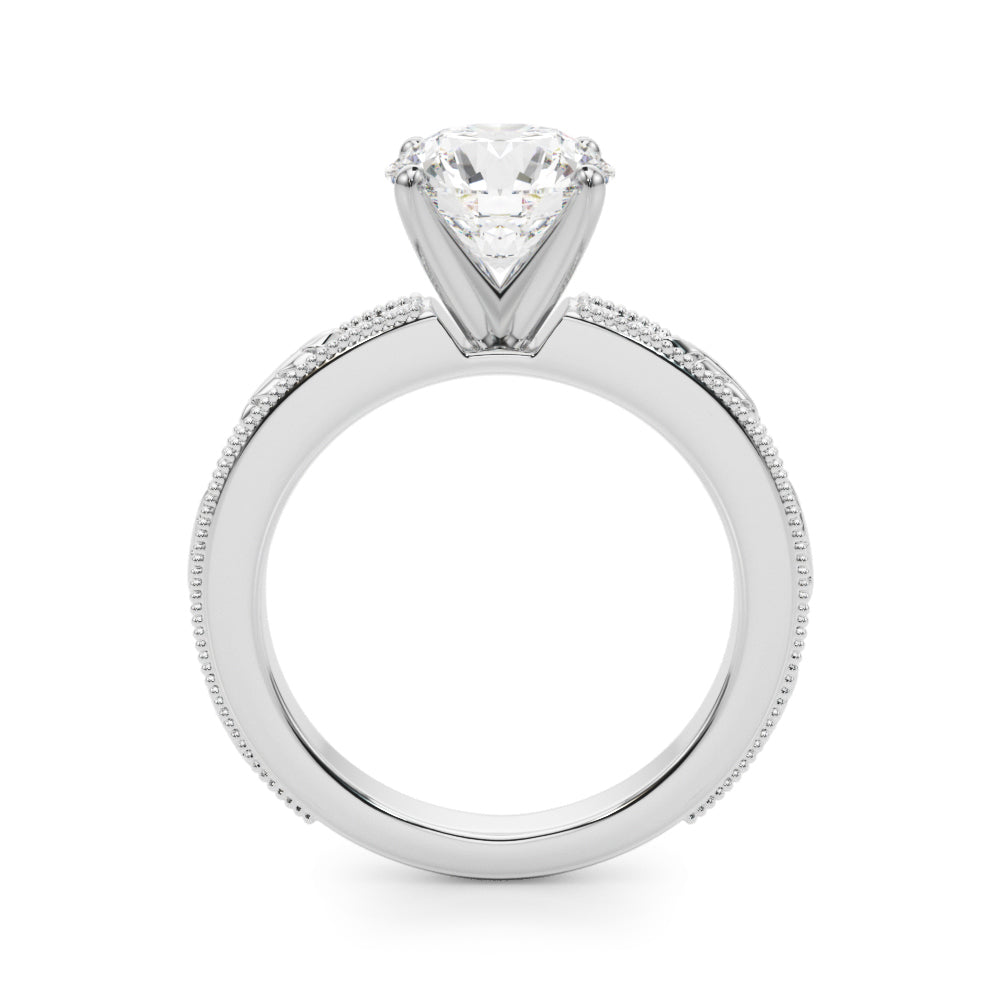 1.00CT 14K  Round Brilliant Diamond Ring Accented with Leaf-like Vine Shoulders - View 1