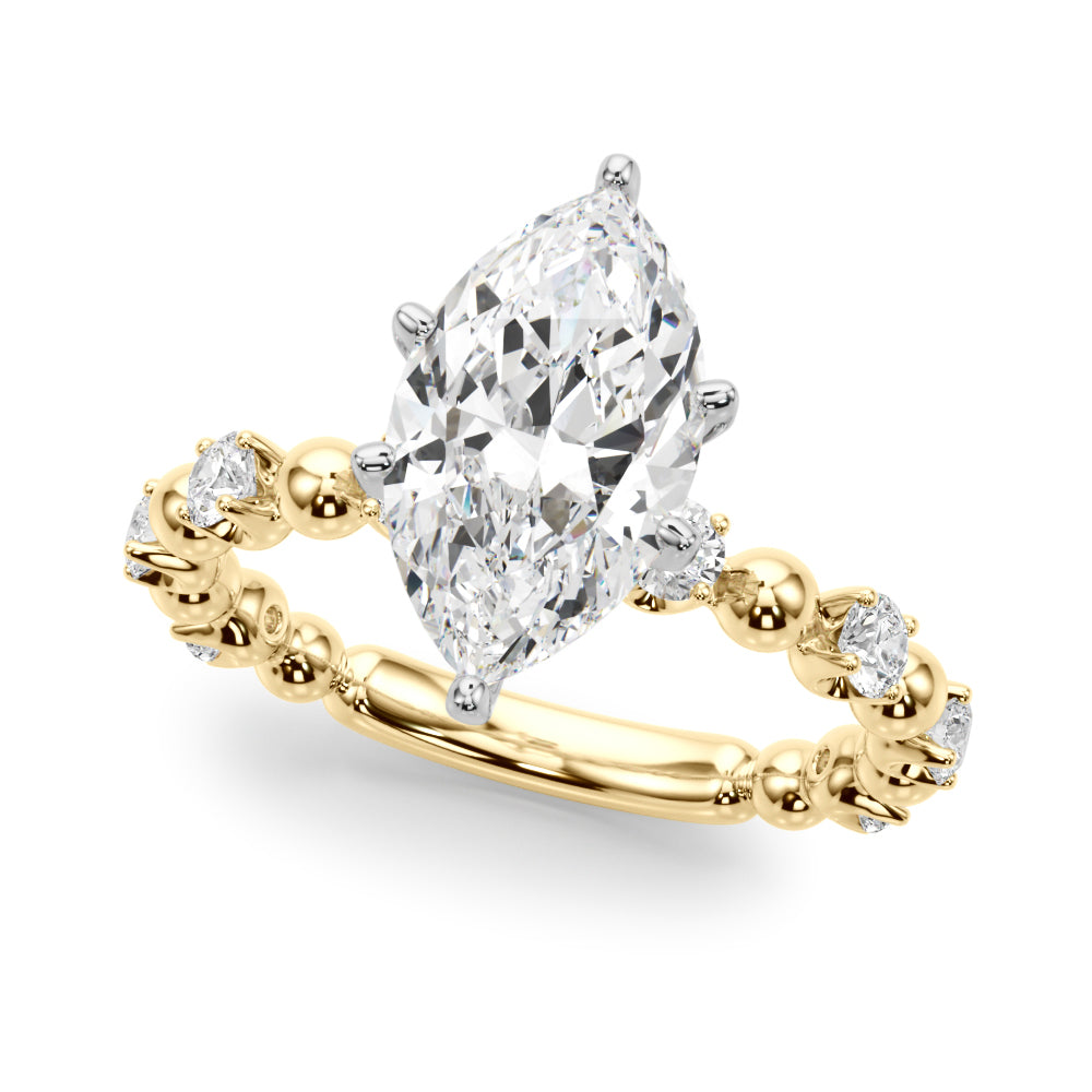 1.00CT 14K  Marquise Cut Diamond Design with Fancy Shoulders - View 2