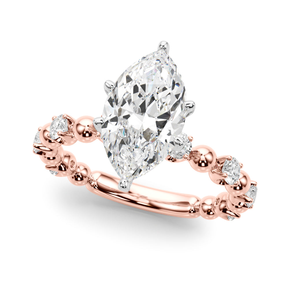 1.00CT 14K  Marquise Cut Diamond Design with Fancy Shoulders - View 4