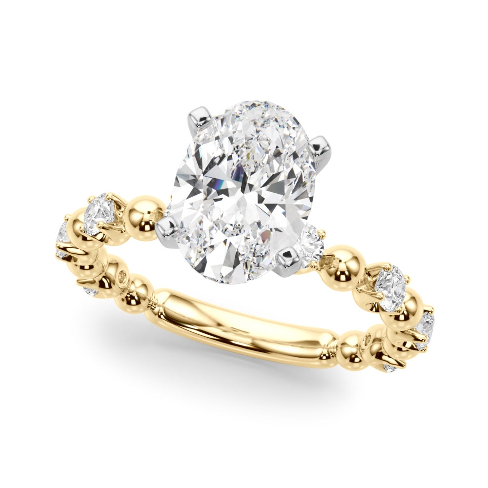 1.00CT 14K  Oval Brilliant Design with Fancy Shoulders - View 3