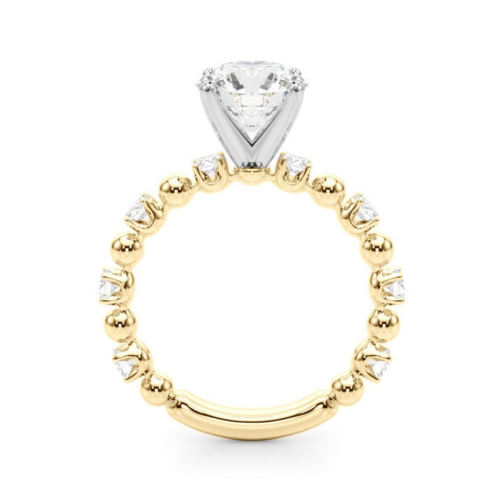 0.50CT 14K t. Round Brilliant Design with Fancy Shoulders - View 3