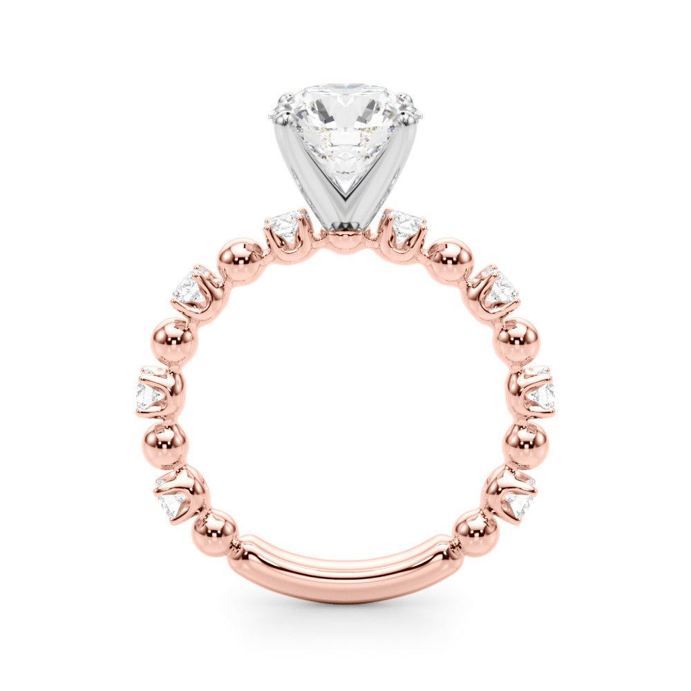 0.50CT 14K t. Round Brilliant Design with Fancy Shoulders - View 5