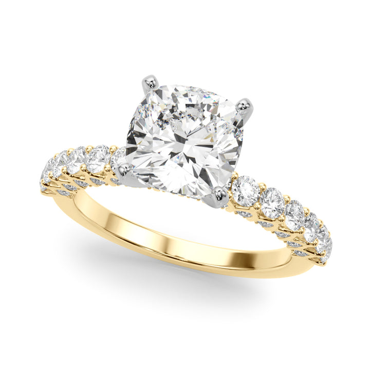 1.00CT 14K  Cushion Cut Diamond Ring Design - View 2