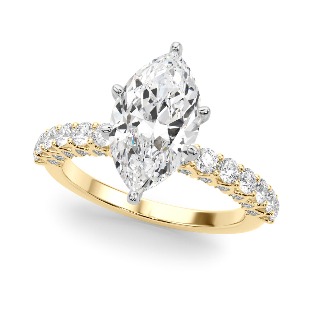 1.00CT 14K  Marquise Cut Diamond Ring Design - View 2