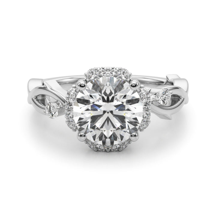 1.00CT 14K Nature-Inspired Round Halo Engagement Ring