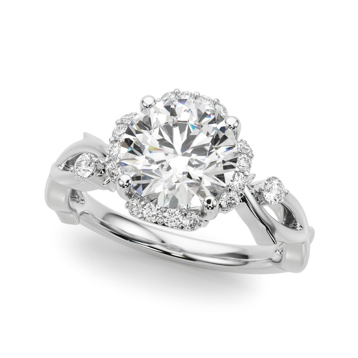 1.00CT 14K Nature-Inspired Round Halo Engagement Ring