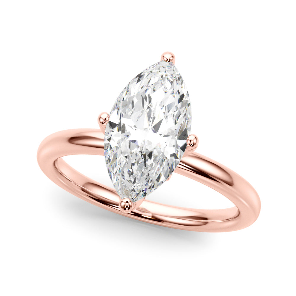 2.00CT 14K  Marquise Solitaire with Floral Hidden Underhalo - View 4