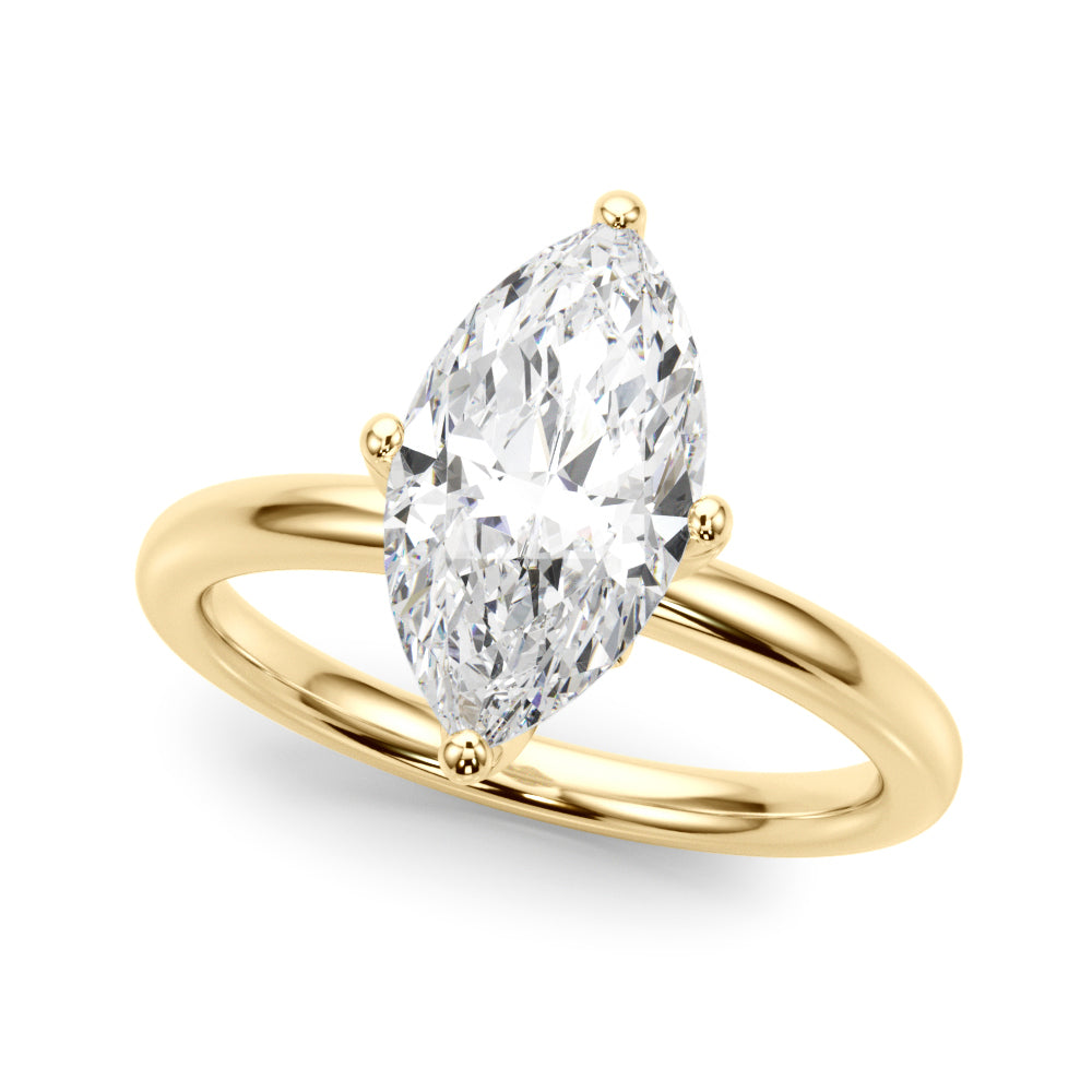 2.00CT 14K  Marquise Solitaire with Floral Hidden Underhalo - View 2