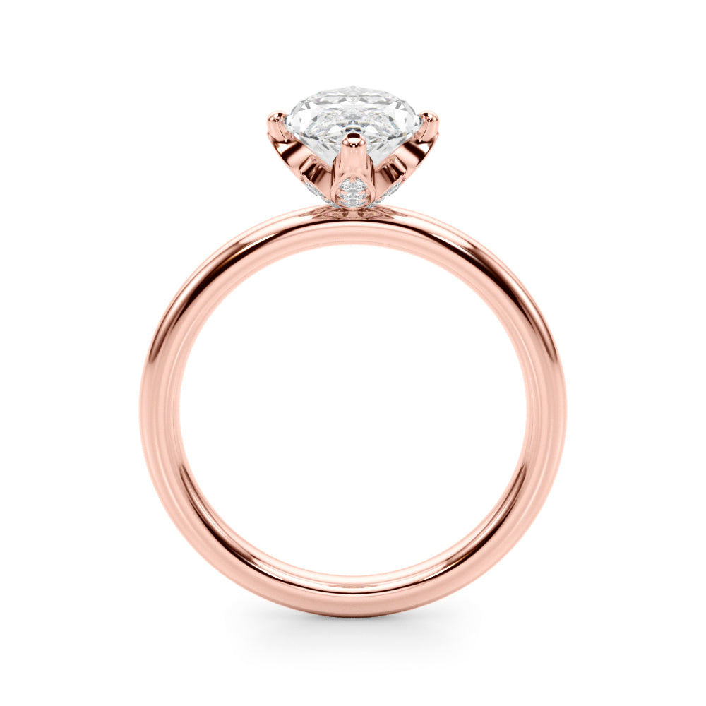 2.00CT 14K  Marquise Solitaire with Floral Hidden Underhalo - View 5