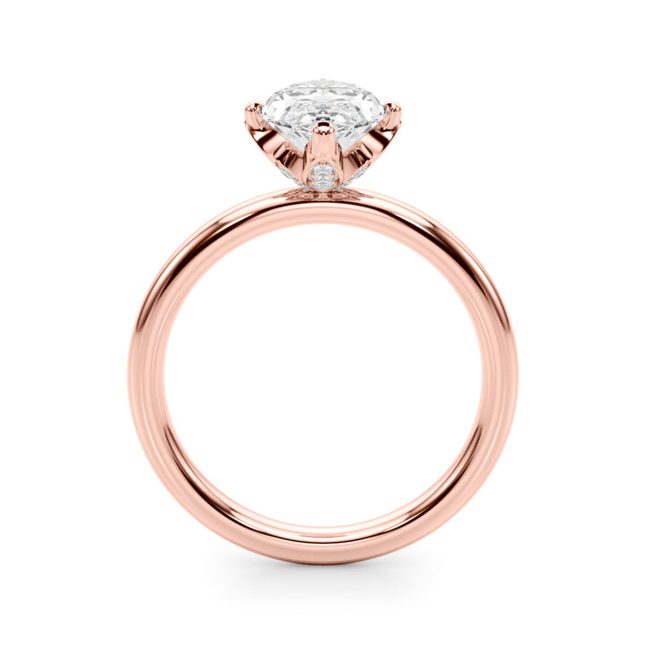 2.00CT 14K  Marquise Solitaire with Floral Hidden Underhalo - View 5