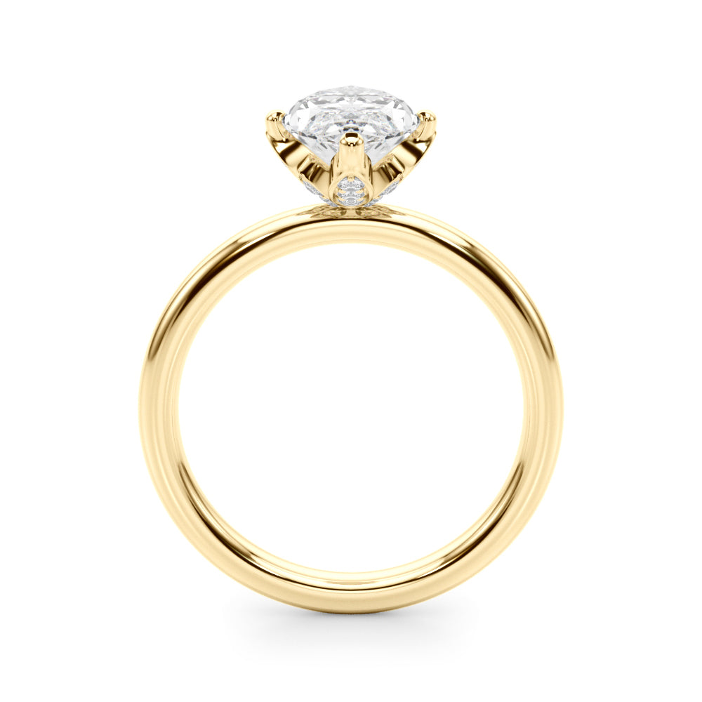 2.00CT 14K  Marquise Solitaire with Floral Hidden Underhalo - View 3