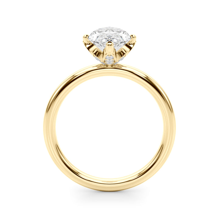 2.00CT 14K  Marquise Solitaire with Floral Hidden Underhalo - View 3