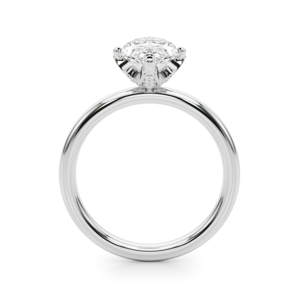 2.00CT 14K  Marquise Solitaire with Floral Hidden Underhalo - View 1