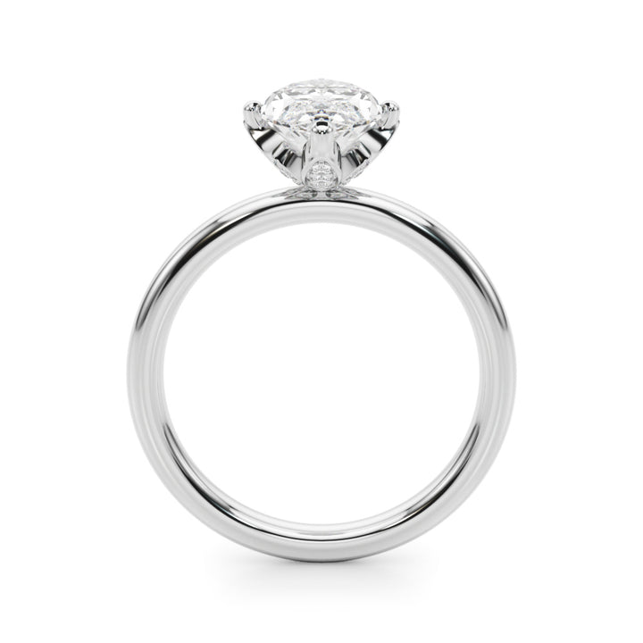 2.00CT 14K  Marquise Solitaire with Floral Hidden Underhalo - View 1